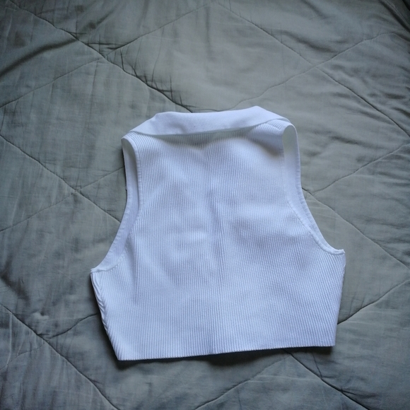 OLD - BABATON Sculpt Knit Polo Top White Cropped XL Aritzia - Picture 6 of 8